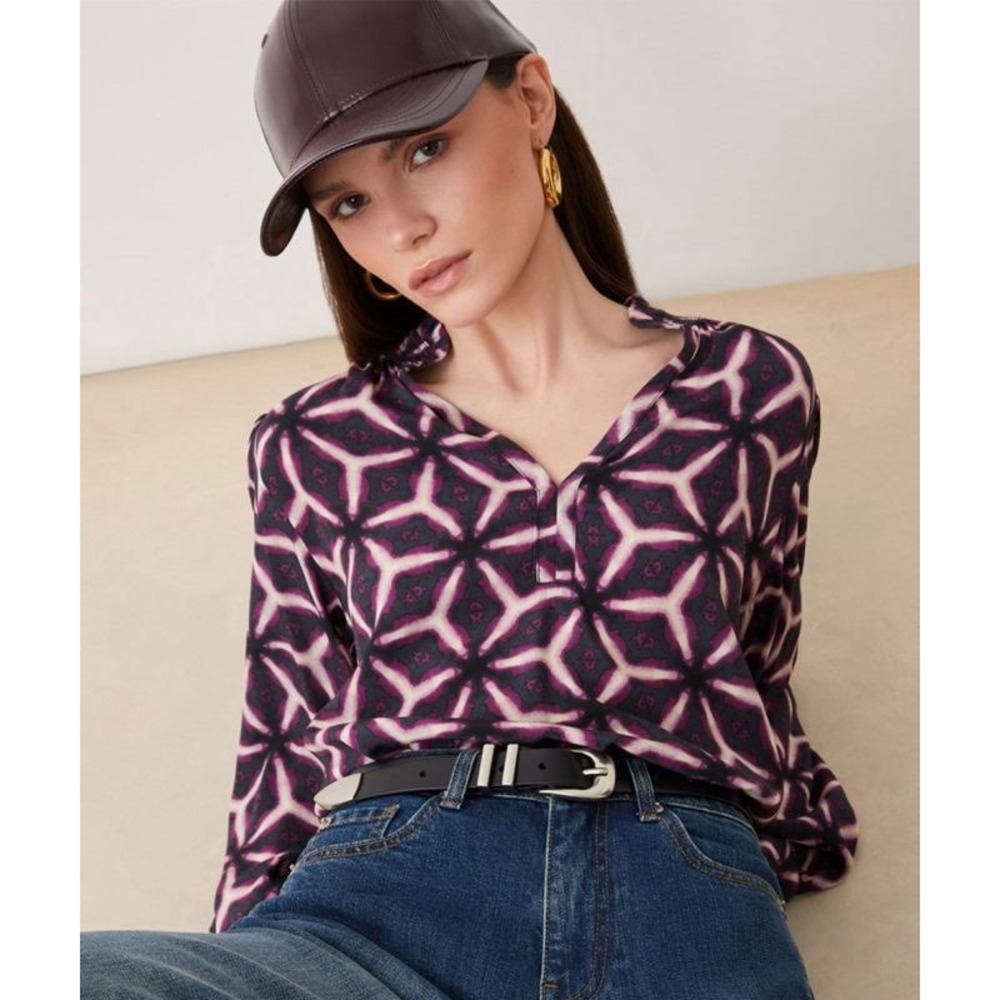 Suncoo Paris Lahsen Top Size T1 Small Purple Geometric Feminine Career‎